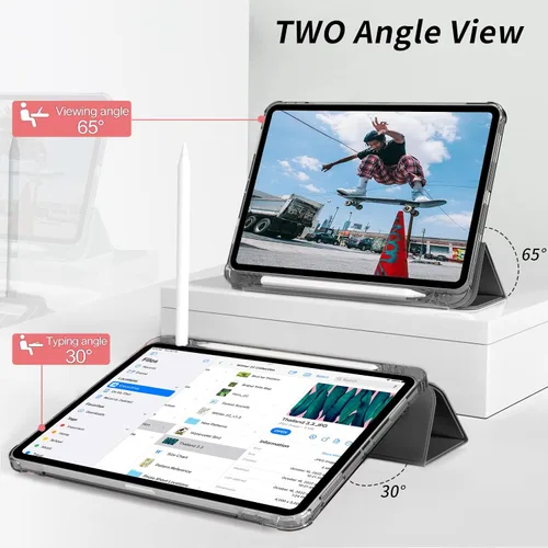Vista 4 de Kenke - Funda para iPad Pro de 11 pulgadas 4ª/3ª/2ª/1ª generación 2022/2021/2020/2018 con soporte para carga de segundo lápiz con soporte