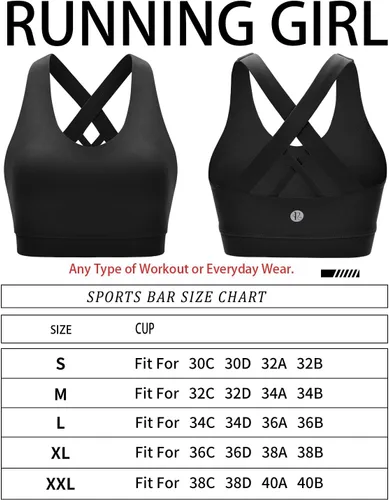 Vista 5 de RUNNING GIRL Sports Bra for Women, Criss-Cross Back Padded Strappy Sports Bras Medium Support Yoga Bra with Removable Cups