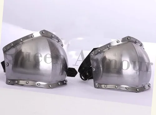 Vista 3 de Poleyns Conjunto de piernas Conjunto de armadura Spartan Roman Helmet Europeo Hervidor Odio máscara vikingo Barbuta Cruzado Guantes Guantelete