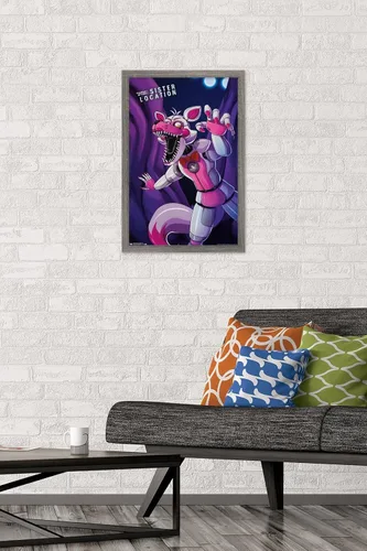 Vista 2 de Trends International Five Nights at Freddy's: Sister Location - Póster de pared Funtime Foxy, 14.725 x 22.375 pulgadas, versión enmarcada de madera