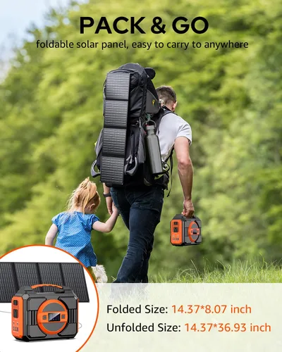 Vista 5 de Generador de Energía Solar de 300W Nominal, Estación de Energía Generador Solar Portátil con Paneles Solares de 40W Incluidos, Banco de Energía