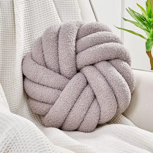 Vista 22 de Uvvyui - Almohadas de nudo, cojines decorativos de 14 pulgadas, almohadas redondas, cojín para sofá, almohada de bola anudada suave hecha a mano