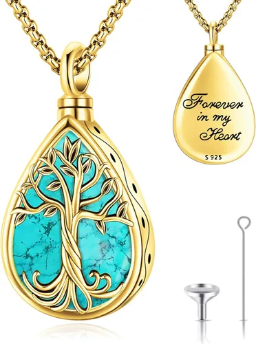 Vista 15 de Eusense Tree of Life for Ashes Urn Necklace Cremation Jewelry Oro