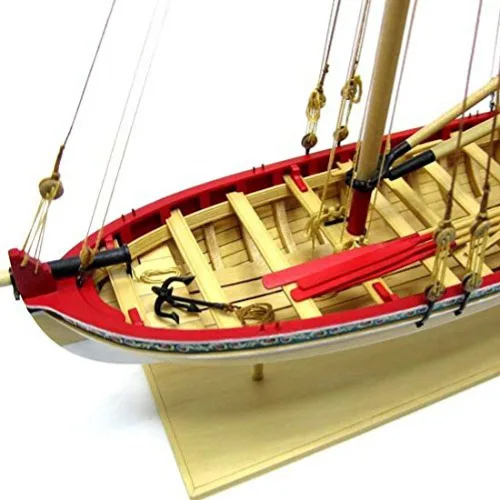 Vista 3 de Model Shipways 18th Century Longboat Kit de modelo de madera 1:48 – Nivel principiante a intermedio – Plancha en marco – Kit modelo de barco