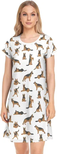 Vista 2 de Ollabaky Camisón para mujer, camiseta de dormir estampada de manga corta para dormir, pijama, camisola