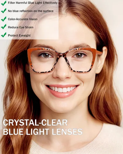 Vista 8 de EYEURL Oversized Cat Eye Reading Glasses for Women Blue Light Computer Readers Spring Hinge Fashion Large Eyewear