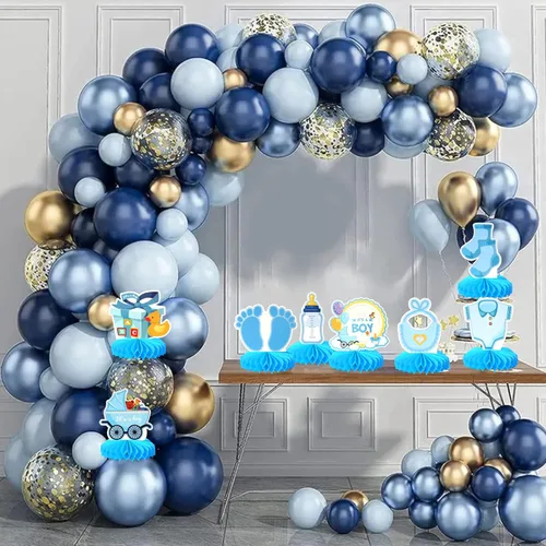 Vista 5 de 9 piezas de centros de mesa con diseño de panal de abeja "It's a Boy" para fiesta de cumpleaños, centros de mesa para baby shower, tema