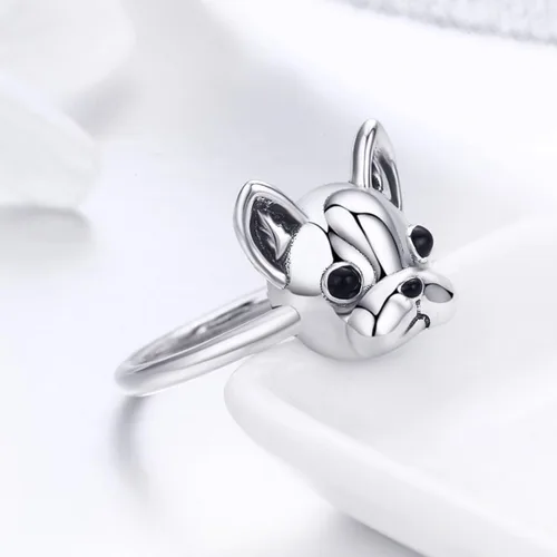 Vista 4 de Presentski Anillo de plata de ley Bulldog para cumpleaños para mujer y día de la madre