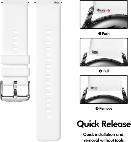Vista 5 de Silicone Rubber Watch Bands, Stainless Steel Buckle, Quick Release, 7 Colors to Choose, 18mm 20mm 22mm