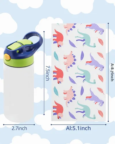 Vista 2 de OFFNOVA Vaso de sublimación de 12 onzas, botella de agua de sublimación en blanco con asa, tazas de sublimación para leche, refrescos, jugo, bebidas