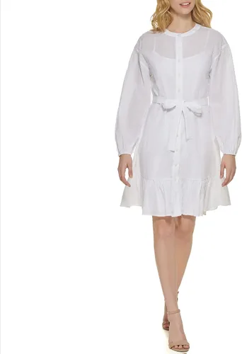 Vista 2 de Tommy Hilfiger Women's Chambray Stripe Long Sleeve Shirt Dress