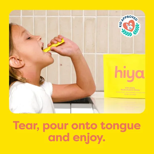 Vista 3 de Hiya Multivitamínico para niños, más de 15 vitaminas y minerales esenciales con frutas y verduras para mayores de 2 años, apoya el crecimiento