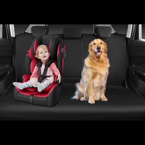 Vista 7 de Car Pass - Fundas impermeables de neopreno para asientos, juego completo negro de ajuste universal, fundas protectoras para interior de auto SUV