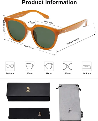 Vista 5 de SOJOS Gafas de sol redondas polarizadas para mujer, estilo moderno, protección UV, lentes de sol SJ2175, Varios