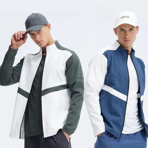 Vista 2 de Chaqueta Varsity para hombre, cortavientos, ligera, a la moda, para exteriores, ajustada