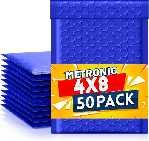 Vista 13 de Metronic Sobres de burbujas negros de 4 x 8 pulgadas, paquete de 50 bolsas