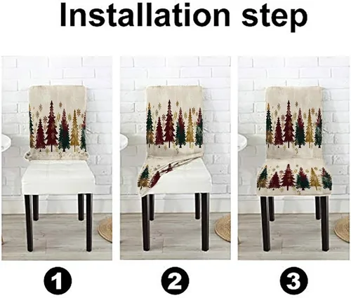 Vista 172 de CAPSCEOLL Christmas Dining Chair Covers,Snowflakes Festive Winter Pattern Stretch Chair Covers for Dining Room Set of 2 Washable Spandex Parson