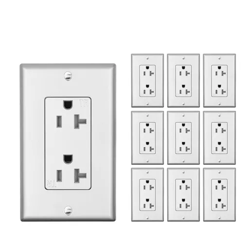 Vista 16 de Micmi Toma de corriente decorativa resistente a manipulaciones, toma de corriente eléctrica decorativa, 15 amperios, 125 voltios, conexión a tierra