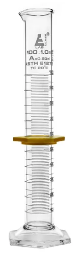 Vista 9 de Cilindro de medición, 0.3 fl oz - ASTM, tolerancia clase A ±0.0.3 fl oz - Collar protector, base hexagonal - Graduaciones blancas - Vidrio