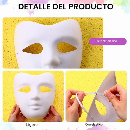 Vista 3 de Sumind 50 máscaras de papel maché de Halloween blancas en blanco
