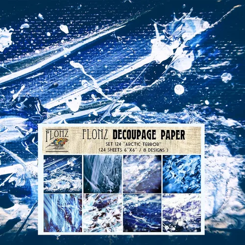 Vista 4 de Decoupage - Paquete de papel (24 hojas de 6 x 6 pulgadas), color negro y azul, color negro y azul, papel con patrón Art Deco sin costuras