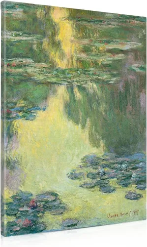 Vista 14 de IPIC - Reproducción artística de los lirios de agua de Claude Monet 1906, impresiones giclée coinciden con el marco dorado clásico, arte de pared