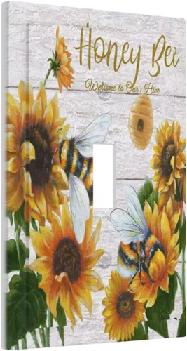 Vista 137 de Pintura al óleo de flores abstractas de 1 cuadrilla de interruptor de luz dúplex individual cubierta de salida placa de pared decorativa Placa