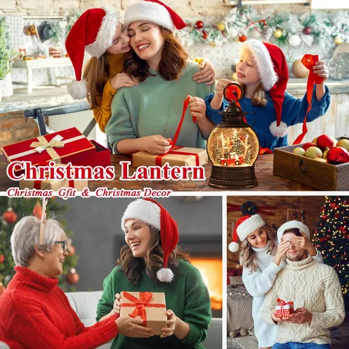 Vista 6 de Decoraciones de Navidad para interiores - 8 canciones navideñas, globo de nieve de Navidad musical - Globo de nieve con remolino de purpurina