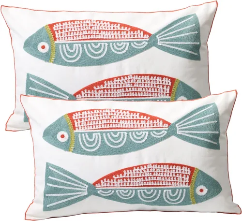 Vista 10 de 1 PCS Funda de Almohada Decorativa de Algodón Bordada, Fundas de Cojín Cuadradas Decorativas para el Hogar, Sofá, Cama y Silla, de 18 x 18 Pulgadas