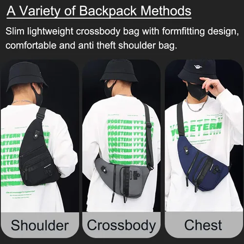 Vista 5 de Qidelong Bolso bandolera antirrobo cruzado en el pecho, mochila de hombro para mujeres y hombres, bolsa de bolsillo personal ligera para senderismo