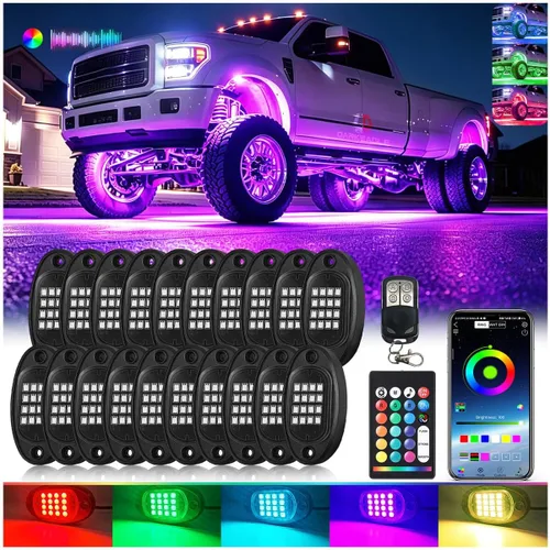 Vista 12 de 1 Cápsula de Repuesto para Cápsula Dañada para Luces de Roca LED RGB Segmentadas de 12v Luz Inferior Multicolor Impermeable de Neón para Jeep