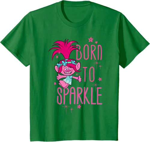 Vista 49 de DreamWorks Trolls Camiseta Born to Sparkle Negro