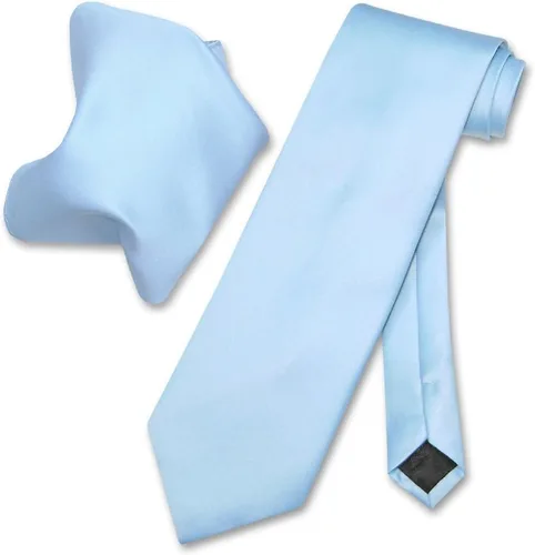 Vista 15 de Vesuvio Napoli Solid Color NeckTie & Handkerchief Pocket Square Men's Neck Tie Hanky Set Verde Aqua