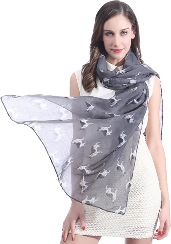 Vista 3 de Lina & Lily Bufanda ligera con estampado de perro de pastor alemán para mujer
