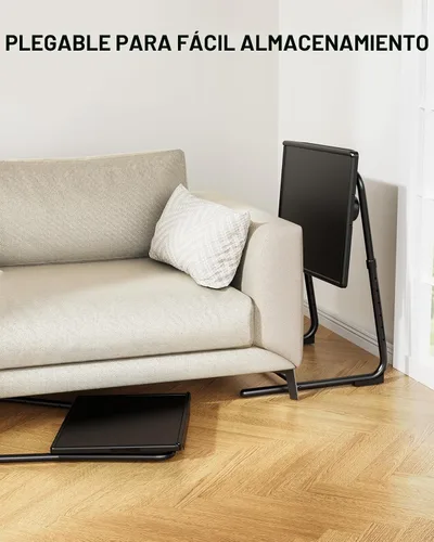 Vista 6 de LORYERGO Bandeja para TV - Mesa para TV, Bandejas de Mesa Plegables, con 6 Alturas y 3 Ángulos de Inclinación, Bandeja para TV con Portavasos
