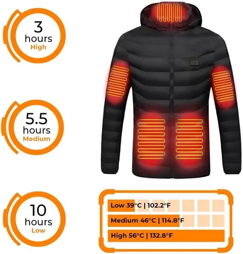 Vista 5 de Chaqueta térmica para mujeres y hombres con batería de 5 V, capa térmica desmontable