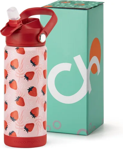 Vista 17 de Botella de Agua Choco Mocha para Niños para la Escuela, Botella de Agua Aislada para Niños de Acero Inoxidable para Niños, 14 Oz Camión Monstruo