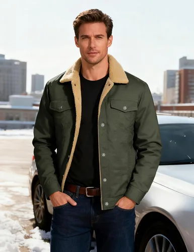 Vista 2 de MAGCOMSEN - Chaquetas de invierno para hombre, gruesas, con forro polar térmico, chaquetas forradas de algodón cálido tipo sherpa, con múltiples