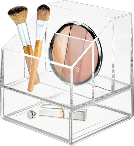 Vista 4 de iDesign Clarity - Organizador de paleta de cosméticos con cajón para tocador o gabinete para guardar maquillaje, productos de belleza, accesorios