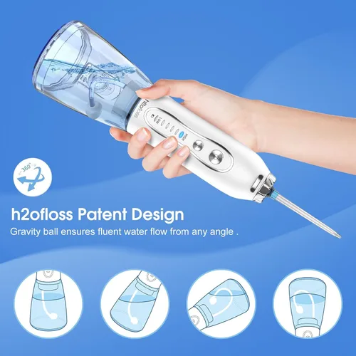 Vista 9 de H2ofloss Irrigador dental portátil con 30 tabletas de repuesto para irrigador oral, portátil y recargable, blanqueamiento dental suave, IPX7