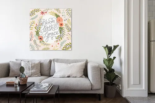 Vista 4 de Jaxson Rea "Retro Garden II - Bloom with Grace Pale Blush Gallery Wrapped Canvas by Janelle Penner, 12" x 12