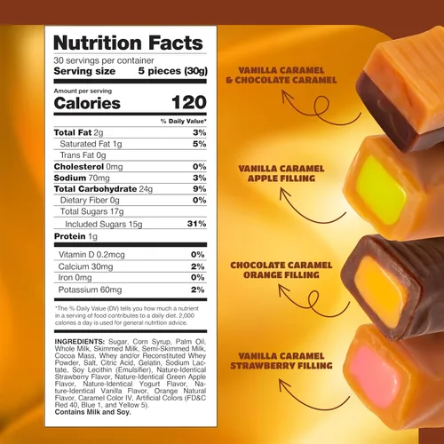 Vista 2 de Mezcla de caramelo de caramelo, caramelos rellenos envueltos individualmente, paquete de 2 libras