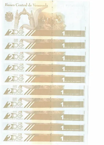 Vista 2 de 10 x 1,000,000 bolívares, TBB# 384, Auténticos Digitales de Polímero UNC, Total de Diez Millones de Soberano