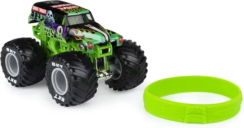 Vista 2 de Monster Jam 2020 Spin Master 1:64 Camión monstruo fundido a troquel con pulsera: Legacy Trucks Grave Digger