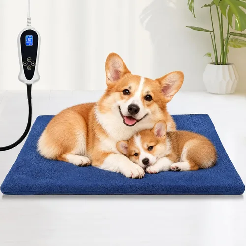 Vista 10 de Bestio Almohadilla térmica para gatos, cama térmica para perros de 22 × 18 pulgadas, adecuada para mascotas medianas y pequeñas, termostato