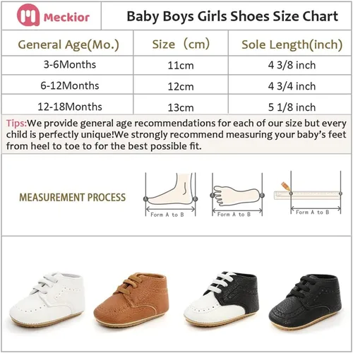 Vista 5 de Meckior Mocasines clásicos de piel sintética para bebés, niños y niñas, zapatos de vestir Oxford para primeros pasos, zapatos planos para cuna