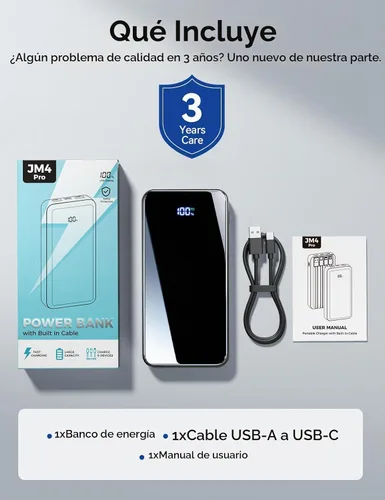 Vista 9 de Cargador portátil 50000mAh, 4 cables incorporados,Banco de energía de carga