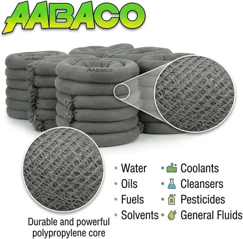 Vista 2 de Aabaco Calcetines Absorbentes Universales – Serpiente para Aceite y Agua – 3" x 48" – Absorbe hasta 1 Galón Cada Uno – Súper Absorbente