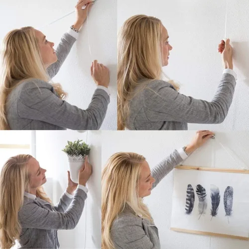 Vista 7 de STAS Cliprail - Juego de sistema para colgar cuadros, cubre 9.84 pies de espacio de pared, riel básico para fotos y kit de galería para colgar arte