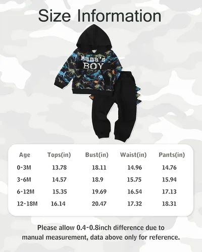 Vista 6 de Conjunto de 2 piezas de ropa de manga larga de algodón para niño y niño sudadera de camuflaje